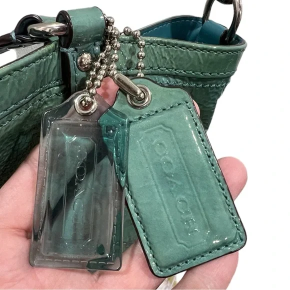 Coach Aubrey Aqua Marine-2 Tone Patent Leather Tote W/Shoulder Strap & Handles - Picture 10 of 16